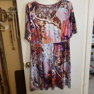 Triste Half Sleeve Skater Dress Abstract Pattern